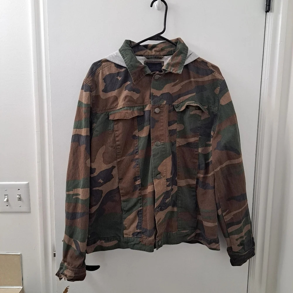 Nomad Men's Camo Brown‎ Green Black Hooded Hunting Outdoor Jacket Size Large